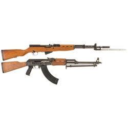 Two Semi-Automatic Rifles -A) Yugoslavian Model 59 SKS Rifle with Bayonet