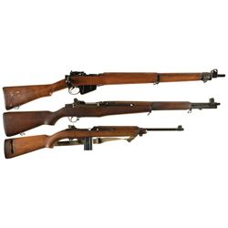 Three Military Long Guns -A) British Enfield No. 4 MK II Bolt Action Rifle