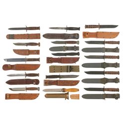 Fifteen Knives with Scabbards and One Belt