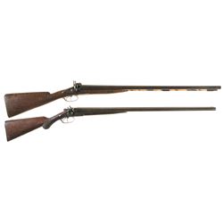 Two Double Barrel Shotguns -A) James A. High Percussion Shotgun