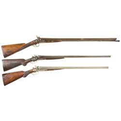 Three Double Barrel Shotguns -A) W. Moore Percussion Shotgun