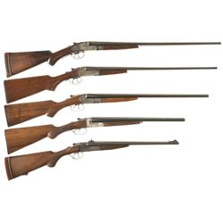 Five Side by Side Box lock Hammerless Shotguns -A) Crescent Arms Model Quail Hammerless Shotgun