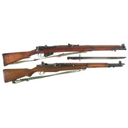 Two Military Longarms -A) British SMLE Bolt Action Rifle with Bayonet