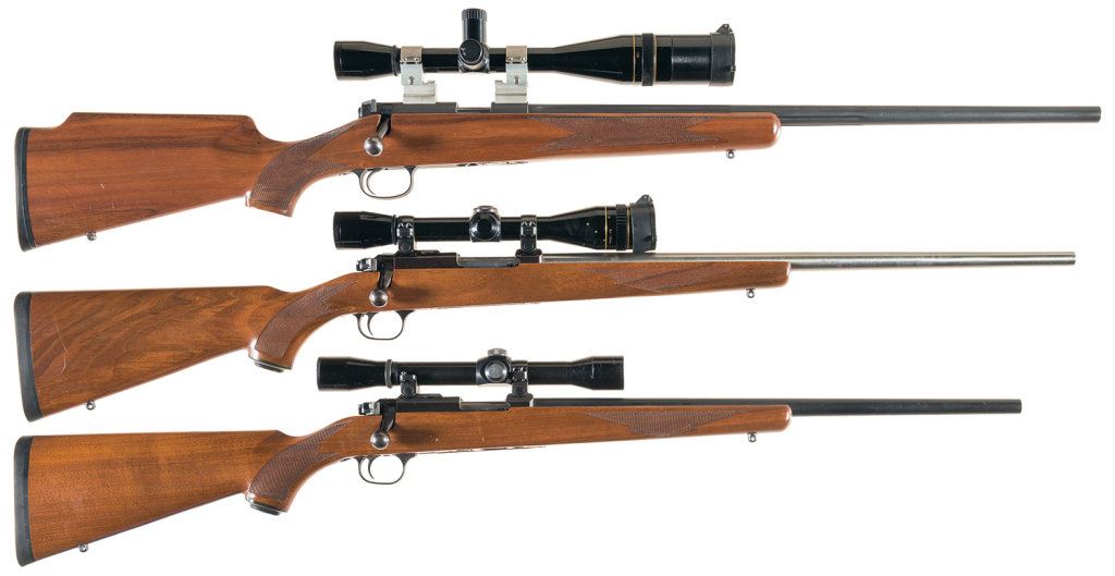 Three Bolt Action Sporting Rifles with Scopes -A) Kimber 22 Rifle