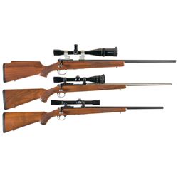 Three Bolt Action Sporting Rifles with Scopes -A) Kimber 22 Rifle