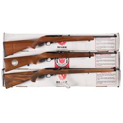 Three Ruger 10/22 Semi-Automatic Carbines with Boxes -A) Ruger Model 10/22 Carbine