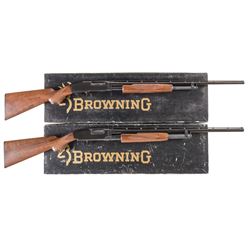 Two Browning Slide Action Shotguns with Boxes -A) Browning Model 42 Grade I Shotgun