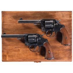 Two U.S. Colt Double Action Revolvers with Factory Letters and Case -A) Philippines Shipped U.S. Col