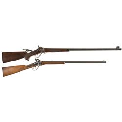 Two Reproduction Single Shot Rifles -A) Cimarron Firearms Model 1874 Creedmore Falling Block Rifle