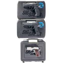 Three Sig-Sauer Semi-Automatic Pistols with Cases -A) Sig Sauer Mosquito Pistol