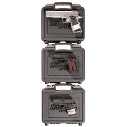 Three Sig Sauer Semi-Automatic Pistols with Cases -A) Sig Sauer Model 1911Pistol