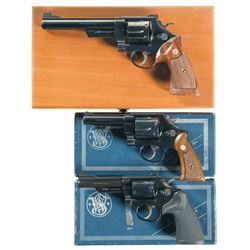 Three Smith & Wesson Double Action Revolvers with Boxes -A) S&W Model 25-2 Revolver with Case