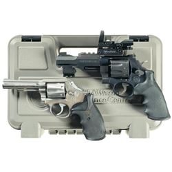 Two Smith & Wesson Double Action Revolvers -A) S&W Model 327 with Optical Sight, Laser and Case