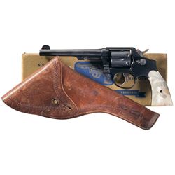 Smith & Wesson 38 Military & Police Double Action Revolver with Pearl Grips, Box, Holster and Factor