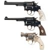 Image 1 : Three Smith & Wesson Double Action Revolvers -A) S&W Pre-Model 17 K32 Revolver with Pearl Grips