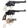 Image 2 : Three Smith & Wesson Double Action Revolvers -A) S&W Pre-Model 17 K32 Revolver with Pearl Grips