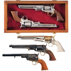 Five Reproduction Revolvers -A) F.LLI PIETTA Model 1851 Navy Percussion Revolver with Case