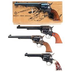 Four Reproduction Single Action Revolvers -A) Uberti/Cimarron Cattleman Cavalry Revolver with Box
