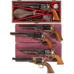 Five Percussion Revolvers -A) Cased Hawes Brass Frame Army Revolver with Accessories