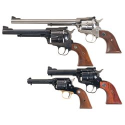 Four Ruger Single Action Revolvers -A) Ruger New Model Single Six Revolver with Case