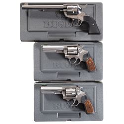 Three Ruger Revolvers with Cases -A) Ruger New Vaquero Single Action Revolver