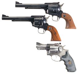 Three Ruger Revolvers -A) Ruger Old Model Blackhawk Single Action Revolver  in 41 Magnum