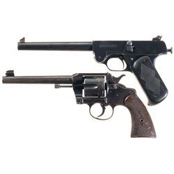 Two Handguns -A) Stevens Model 10 Single Shot Target Pistol