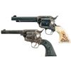 Image 1 : Two Single Action Revolvers -A) Third Generation Colt Single Action Army Revolver with Stag Grips