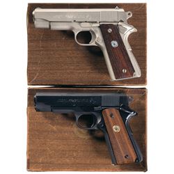 Two Colt Combat Commander Semi-Automatic Pistols with Boxes -A) Colt Series 70 Combat Commander Pist