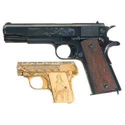 Two Colt Semi-Automatic Pistols -A) Colt Second Battle of the Marne Commemorative Government Model P