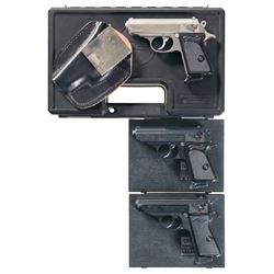 Three Walther Semi-Automatic Pistols with Cases -A) Walther PPK Pistol