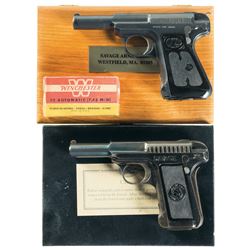 Collector's Lot of Two Savage Semi-Automatic Pistols -A) Savage Model 1917 Pistol with Case and Ammu