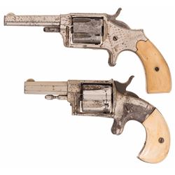 Two Hopkins & Allen Spur Trigger Revolvers -A) Engraved H&A No. 2 Blue Jacket Revolver