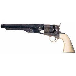 Engraved Colt Model 1860 Army Revolver with Ulysses S. Grant Bust Carved Grip and Accessories