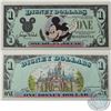 Image 2 : 1991 Disney $1 MICKEY MOUSE/Disneyland Castle Note, Prefix D00250070A in Uncirculated condition with