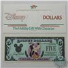 Image 1 : 1990 Disney $5 GOOFY Note, Prefix D00052462A in Uncirculated condition with Envelope