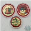Image 1 : 1993 & 2000 Holiday Themed 1oz .999 Fine Silver Coloured and gilded coins. You will receive 1x 1993 