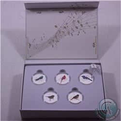 RCM Issue: 2015 Complete $10 Colourful Songbirds of Canada Fine Silver 5-Coin Set with Deluxe Box. Y