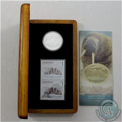 RCM Issue: 2005 Canada $5 Walrus & Calf Coin And Stamp Set. Coin comes encapsulated in original disp
