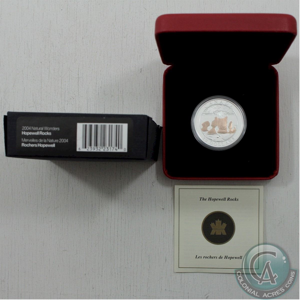 2004 Canada $20 Natural Wonders - Hopewell Rocks Silver Coin (TAX Exempt)