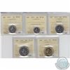 Image 1 : Group Lot of 2015 Canada ICCS Certified MS-66 Coins. You will receive 5-cent, 10-cent, 25-cent, 50-c