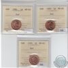 Image 1 : 1984, 1992 & 1999 Canada 1-cent All ICCS Certified MS-65 (3pcs)