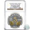 Image 1 : RCM Issue: 2015 Canada 5-cent Legacy of the Canadian Nickel - Two Maple Leaves NGC Certified PF-70 U