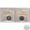 Image 1 : Lot of 2x 1970 and 1976 Canada 5-cent ICCS Certified Coins. This lot includes the 1970 5c ICCS SP-65