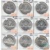 Image 1 : Estate Lot of 9x 1949-1967 Canadian Silver Dollars. The dates you will receive are: 1949, 1953 NSS S