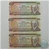 Image 1 : Lot of 3x 1975 Bank of Canada $100 Bank Notes. You will receive a 1975 Crow-Bouey AJH Prefix Note, a