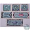 Image 1 : Group Lot of six German Allied Military Currency Notes dated 1944