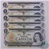 Image 1 : Group Lot of Five first generation Replacement Notes from the 1973 $1 Series all in UNC Condition. Y
