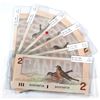 Image 1 : Group Lot of 6 x 1986 Canada Changeover $2 Notes in EF or Better Condition. You will receive the fol