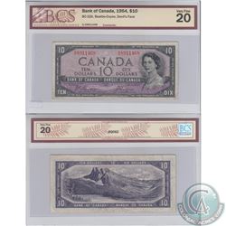 1954 $10 BC-32b Bank of Canada Beattie-Rasminsky Devil's Face Note BCS Certified VF-20